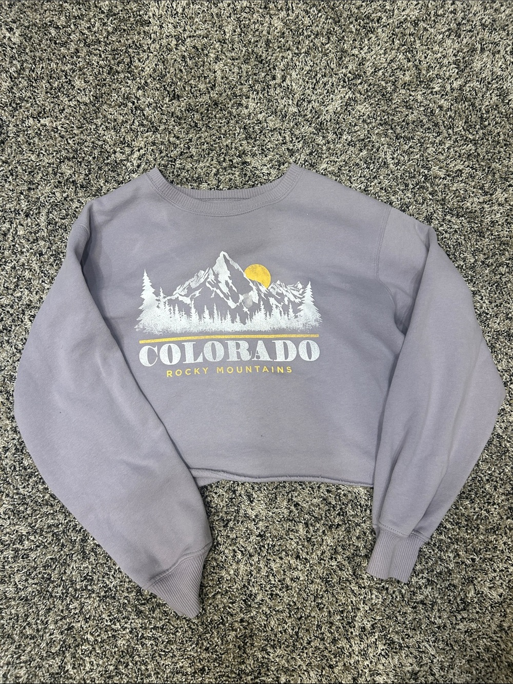Hollister Lavender Colorado Rocky Mountains Cropped Sweatshirt